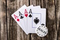 Aces - Four of a Kind Poker Royalty Free Stock Photo