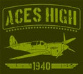 Aces High WWII airplane 1940 vintage art