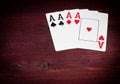 Aces playing cards, poker game texas Royalty Free Stock Photo