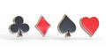 Aces playing cards symbol clubs, diamons, spades and hearts with red and black colors isolated on the white background Royalty Free Stock Photo