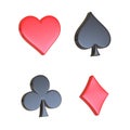 Aces playing cards symbol clubs, diamons, spades and hearts with red and black colors isolated on the white background Royalty Free Stock Photo