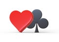 Aces playing cards symbol clubs and hearts with red and black colors isolated on the white background Royalty Free Stock Photo