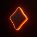 Aces playing cards symbol diamonds with bright glowing futuristic orange neon lights on black background Royalty Free Stock Photo
