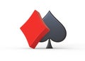 Aces playing cards symbol diamons and spades with red and black colors isolated on the white background Royalty Free Stock Photo