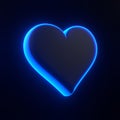 Aces playing cards symbol hearts with bright glowing futuristic blue neon lights on black background Royalty Free Stock Photo