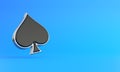 Aces playing cards symbol spades with black colors isolated on the blue background Royalty Free Stock Photo