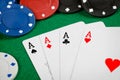 Aces and poker chips Royalty Free Stock Photo