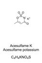 Acesulfame potassium, acesulfame K, Ace K, chemical formula Royalty Free Stock Photo