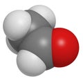 Acetaldehyde (ethanal) molecule, chemical structure