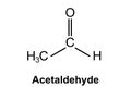 Acetaldehyde or ethanal molecule, chemical structure