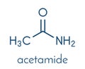 Acetamide ethanamide molecule. Used as plasticizer and industrial solvent. Carcinogenic known to cause cancer. Skeletal.