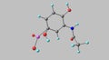 Acetarsol molecular structure isolated on grey