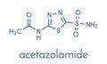 Acetazolamide diuretic drug molecule carbonic anhydrase inhibitor. Skeletal formula.