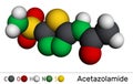 Acetazolamide molecule. It is carbonic anhydrase inhibitor used to treat edema from heart failure, certain types of epilepsy,