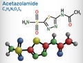 Acetazolamide molecule. It is carbonic anhydrase inhibitor used to treat edema from heart failure, certain types of