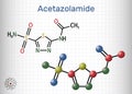 Acetazolamide molecule. It is carbonic anhydrase inhibitor used to treat edema from heart failure, certain types of