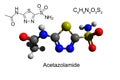 Chemical formula, structural formula and 3D ball-and-stick model of acetazolamide