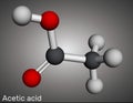Acetic acid, ethanoic acid, CH3COOH molecule. Molecular model. 3D rendering Royalty Free Stock Photo