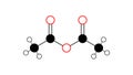 acetic anhydride molecule, structural chemical formula, ball-and-stick model, isolated image ethanoic anhydride