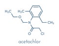 Acetochlor herbicide molecule. Skeletal formula