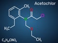 Acetochlor molecule. It is chloroacetanilide, herbicide, a xenobiotic and an environmental contaminant. Structural chemical