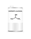 Vector metal liquid container can with isopropyl alcohol. Illustration of a chemical solvent.