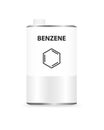 Vector metal liquid container can with benzene. Illustration of a chemical solvent. Royalty Free Stock Photo