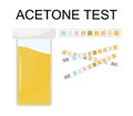 Acetone test vector set. Urine test stick icon. Dipstick test used to determine pathological changes.