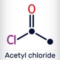 Acetyl chloride molecule. It is acyl chloride, acyl halide. Skeletal chemical formula. Vector