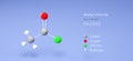 acetyl chloride molecule, molecular structures, acyl chloride, 3d model, Structural Chemical Formula and Atoms with Color Coding Royalty Free Stock Photo