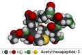 Acetyl hexapeptide-3, acetyl hexapeptide-8. argireline molecule. Peptide, fragment of SNAP-25, a substrate of botulinum toxin.