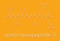 Acetyl hexapeptide-3 argireline molecule. Peptide fragment of SNAP-25. Used in cosmetics to treat wrinkles. Skeletal formula.