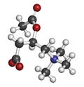 Acetylcarnitine ALCAR nutritional supplement molecule. Atoms are represented as spheres with conventional color coding: hydrogen