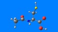 Acetylcysteine molecular structure isolated on blue