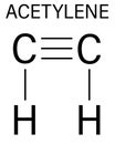 Acetylene or ethyne molecule. Used in oxy-acetylene welding. Skeletal formula. Royalty Free Stock Photo