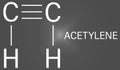 Acetylene or ethyne molecule. Used in oxy-acetylene welding. Skeletal formula.