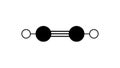 acetylene molecule, structural chemical formula, ball-and-stick model, isolated image ethyne