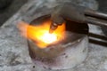 Acetylene torch smelting hot precious metals down Royalty Free Stock Photo
