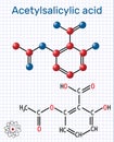 Acetylsalicylic acid aspirin, ASA molecule. Structural chemica