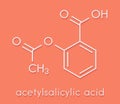 Acetylsalicylic acid aspirin drug molecule. Skeletal formula.