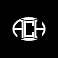 ACH abstract monogram circle logo design on black background. ACH Unique creative initials letter logo Royalty Free Stock Photo