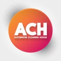 ACH - Automated Clearing House acronym, business concept background Royalty Free Stock Photo