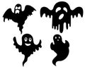 Ghosts Black Objects Signs Symbols Vector Illustration