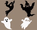 Ghosts Black And White Objects Signs Symbols Vector