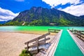 Achen lake turquoise water and Alps mountains view