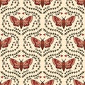 Acherontia atropos realistic doodle hawk moth seamless pattern. Perfect print for tee, paper, textile and fabric. Hand drawn