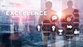 Achieve Business Excellence as concept. Pursuit of excellence. Blurred business center background. Royalty Free Stock Photo