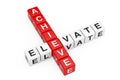 Achieve Elevate Sign as Crossword Cube Blocks. 3d Rendering Royalty Free Stock Photo