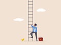 Achieve goal concept. Step to new career opportunity, challenge to climb up success ladder, unknown journey ahead Royalty Free Stock Photo