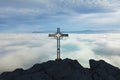 achieve the goal and victory with faith. The magical view of the summit Royalty Free Stock Photo
